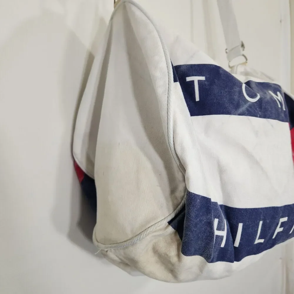 Vintage 1990s Tommy Hilfiger Canvas‎ Duffel Bag White